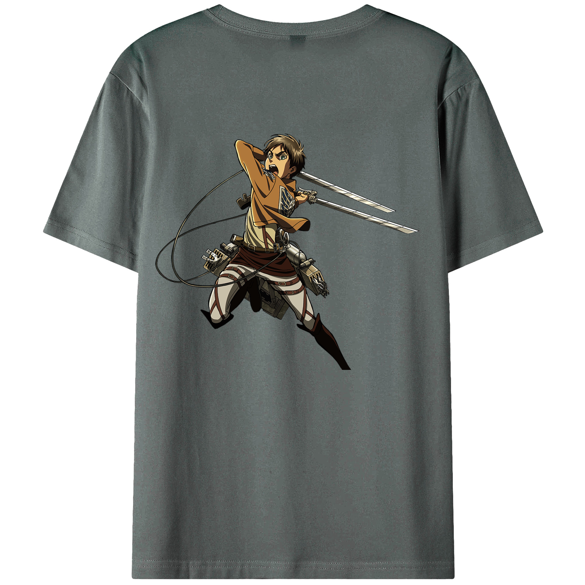 （画像用） 進撃の巨人 エレン･イェーガー Attack on Titan Eren Jäger 綿100％ メンズ半袖Tシャツ（バックプリント） 通気性